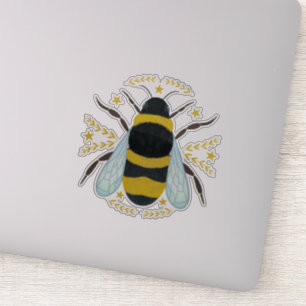 Sticker Abeille avec étoiles et feuille