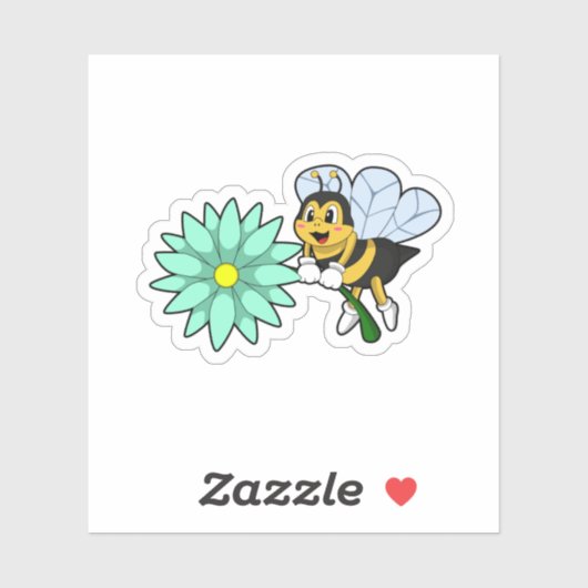 Sticker Abeille avec Fleur.PNG (Feuille)