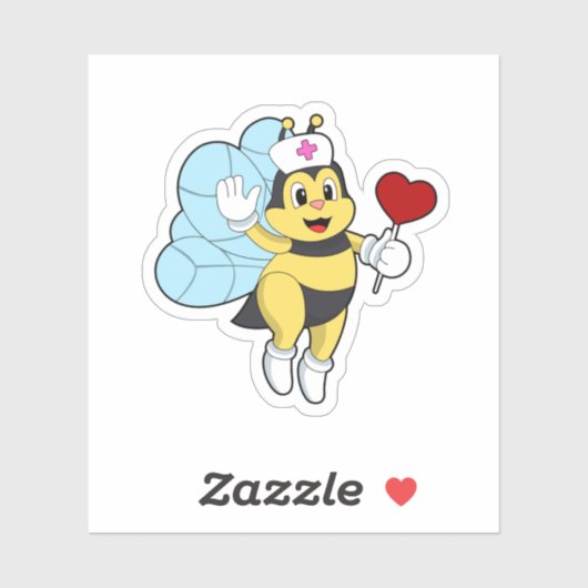 Sticker Abeille comme infirmière avec coeur.PNG (Feuille)