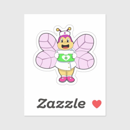 Sticker Abeille en tant qu'infirmière avec trousse First a (Feuille)