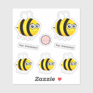 Sticker Abeille géniale, jolie abeille en dessin