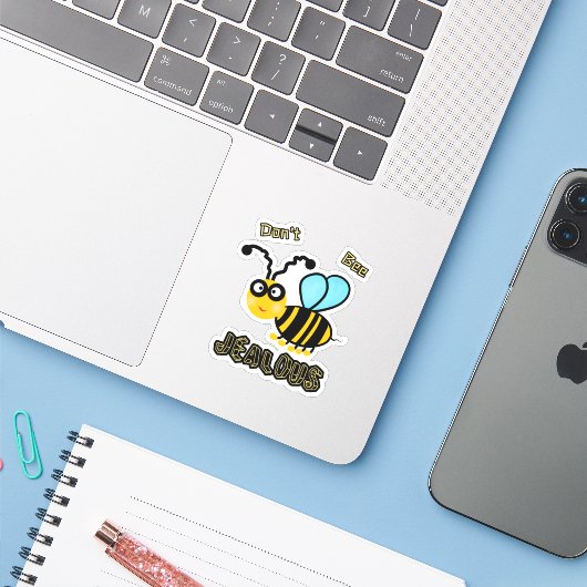 Sticker Abeille mignonne (Ordinateur portable avec iPhone)
