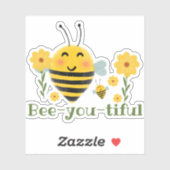 Sticker Abeille mignonne-toi tiful Abeilles vert et jaune (Feuille)