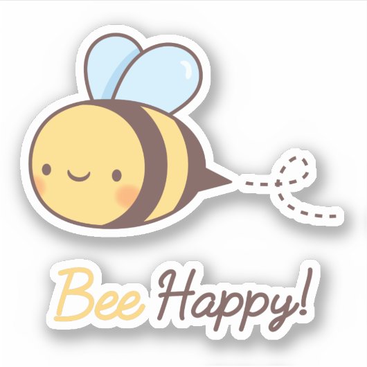 Sticker Abeille positive mignonne heureux (Devant)