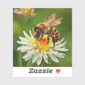 Sticker Abeille sur Fleur Blanche (Feuille)
