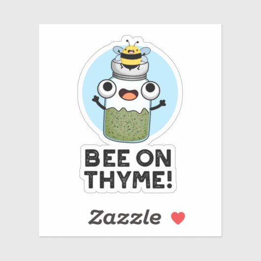 Sticker Abeille Sur Thyme Funny Herb Insect Pun (Feuille)