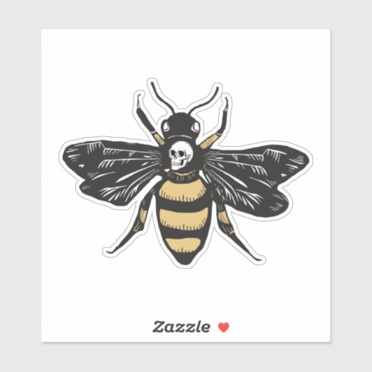 Sticker Abeille tueuse vintage (Feuille)