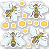 Sticker Abeilles de miel Beehive Apiary Bumblebee Set (Devant)