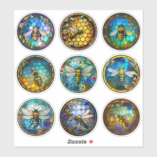 Sticker Abeilles de miel en verre (Feuille)