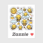 Sticker Abeilles mignonnes (Feuille)