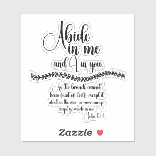 Sticker Abide in Me Bible Verse (Feuille)