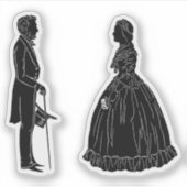 Sticker abraham lincoln mary todd lincoln silhouette (Devant)