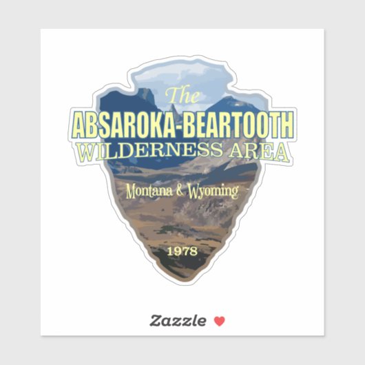 Sticker Absaroka-Beartooth Wilderness (flèche) (Feuille)