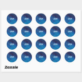 Sticker Abstrait bleu aquarelle ronde (Feuille)