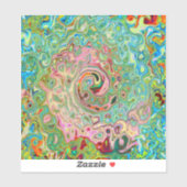 Sticker Abstrait Coloré Rétro Psychedélique Tourbillon Arc (Feuille)