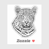 Sticker Abstrait léopard des neiges Art animal original de (Feuille)
