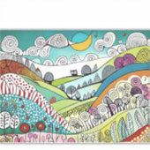 Sticker Abstrait Nature Line Art Doodle de la campagne (Devant)