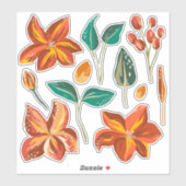 Sticker Abstraits feuilles modernes fleuris et verts. Bota (Feuille)