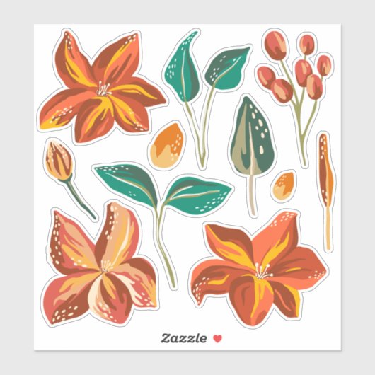 Sticker Abstraits feuilles modernes fleuris et verts. Bota (Feuille)