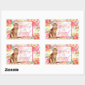 Sticker Abyssinian Chat et Fleurs Aquarelles (Feuille)