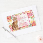 Sticker Abyssinian Chat et Fleurs Aquarelles (Enveloppe)