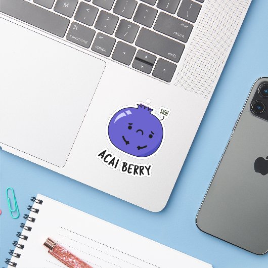 Sticker Acai Berry Funny Fruit Pun (Ordinateur portable avec iPhone)