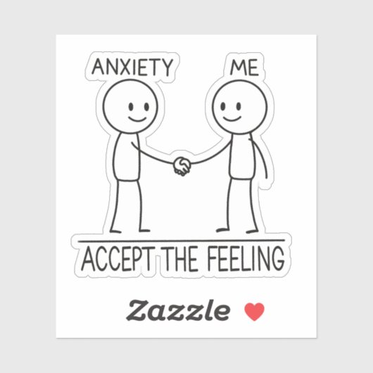 Sticker Accept the Anxiety Mental Health Reminder Stickman (Feuille)