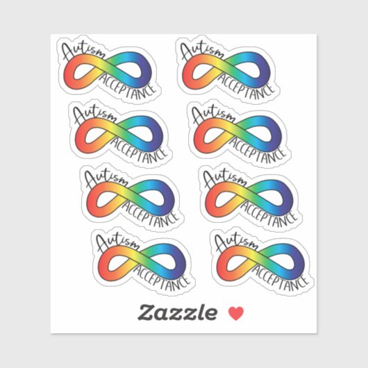 Sticker Acceptation de l'autisme Rainbow Infinity 6 Pack (Feuille)