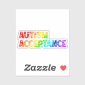 Sticker "Acceptation de l'autisme" Texte en arc-en-ciel (Feuille)