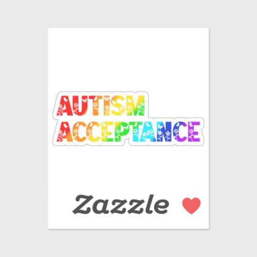 Sticker "Acceptation de l'autisme" Texte en arc-en-ciel (Feuille)