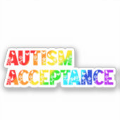 Sticker "Acceptation de l'autisme" Texte en arc-en-ciel (Recto)