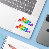 Sticker Acceptation de l'autisme Typographie arc-en-ciel (Ordinateur portable avec iPhone)