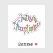 Sticker Acceptation de l'autisme Typographie arc-en-ciel (Feuille)