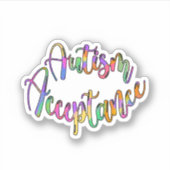 Sticker Acceptation de l'autisme Typographie arc-en-ciel (Devant)