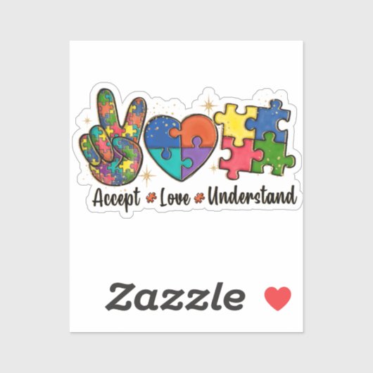 Sticker Accepter, aimer, comprendre la Sensibilisation sur (Feuille)