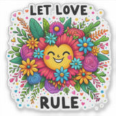 Sticker Accepter la positivité avec des fleurs et de la jo (Devant)
