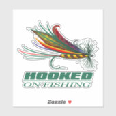 Sticker Accroché à la pêche (mouche) (Feuille)