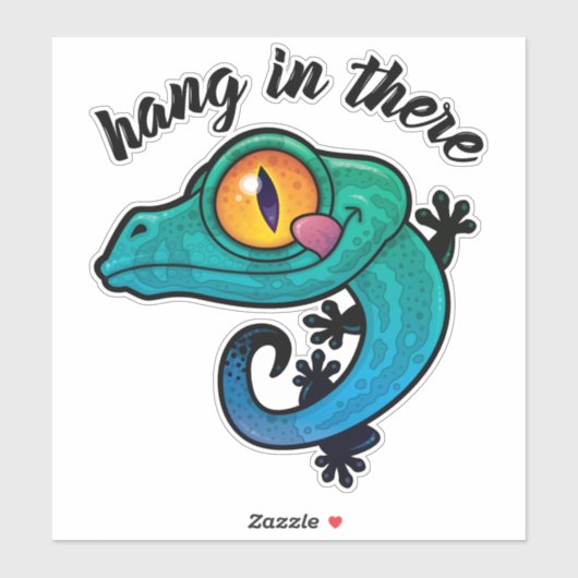 Sticker Accrochez-Vous Là Gecko Coloré (Feuille)