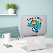 Sticker Accrochez-Vous Là Gecko Coloré (Ordinateur portable sur le bureau)