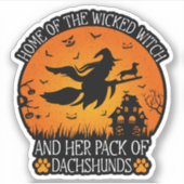 Sticker Accueil De La Sorcière Et Son Pack De Cool Dachshu (Devant)