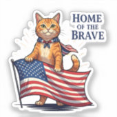 Sticker Accueil du Brave - Chat patriotique (Recto)