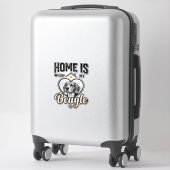 Sticker Accueil est où se trouve mon Beagle Design de chie (Sur valise)