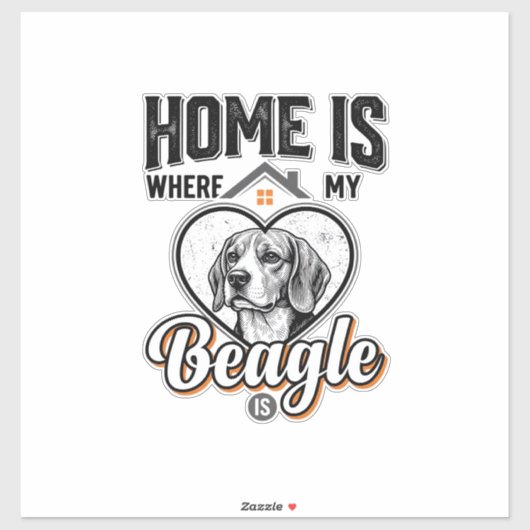 Sticker Accueil est où se trouve mon Beagle Design de chie (Feuille)