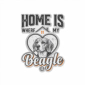 Sticker Accueil est où se trouve mon Beagle Design de chie (Devant)