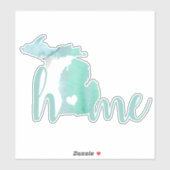 Sticker Accueil Michigan Watercolor Silhouette State (Feuille)