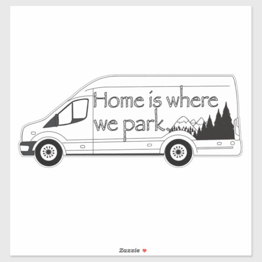 Sticker Accueil Où Nous Garons Camper Van (Feuille)