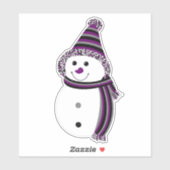 Sticker Ace Pride Snowman Snowperson Violet gris blanc (Feuille)