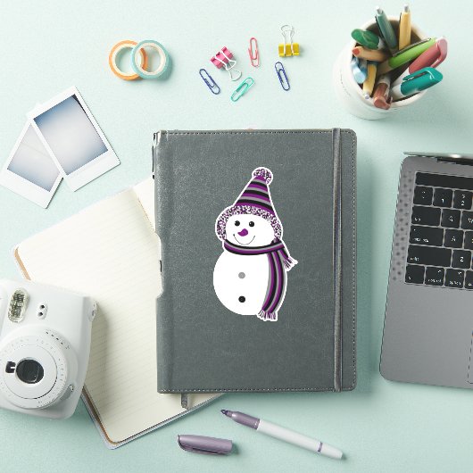 Sticker Ace Pride Snowman Snowperson Violet gris blanc (Couverture iPad)