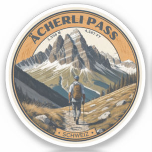 Sticker Acherli Pass col suisse sentier de randonnée cadea