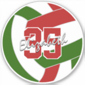 Sticker acheter en gros ou en simple rouge vert volleyball (Devant)